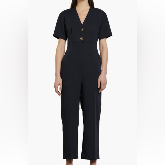SANDRO PARIS | WILLY BUTTON JUMPSUIT | BLUE | WMNS SIZE 8 US - Picture 1 of 12